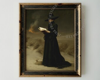 Magical Realism Sorcerer Art, Dark Academia Witchcraft Wall Decor Digital Download
