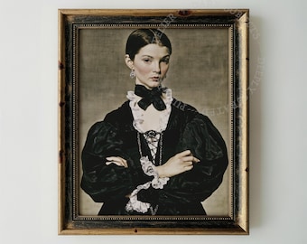 Retrato de mujer victoriana vintage, arte Dark Academia - Imprimible (Descarga digital)