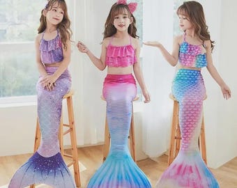 Traje de baño corto de La Sirenita personalizado con cola de pez, ropa de playa para grupos, accesorios para juegos de rol en la piscina