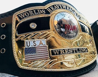 Domed Globe Championship Belt 24k Gold Plating 2mm brass Adult Size,Black