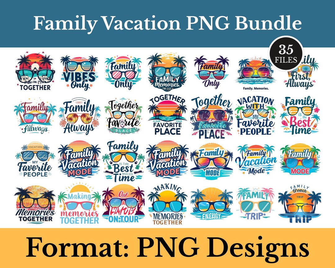 Family Vacation PNG Bundle, Matching Trip Shirt Designs (digital ...