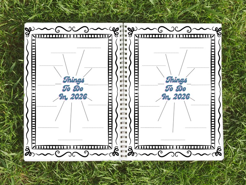 2026 New Years Resolutions Page - BLACK and WHITE PRINTABLE Journal ...