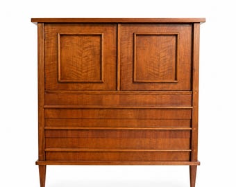 Rare Kent Coffey Mid Century Modern Walnut Lowboy & Tallboy Dresser Set - The Simplicité. Vintage MCM. Delivery Priced Separately.