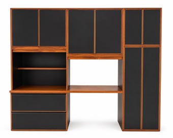 Custom Mid Century Modern Modular Wall Unit / Desk / Wardrobe System. Disassembles for Transportation. Delivery Priced Separately.