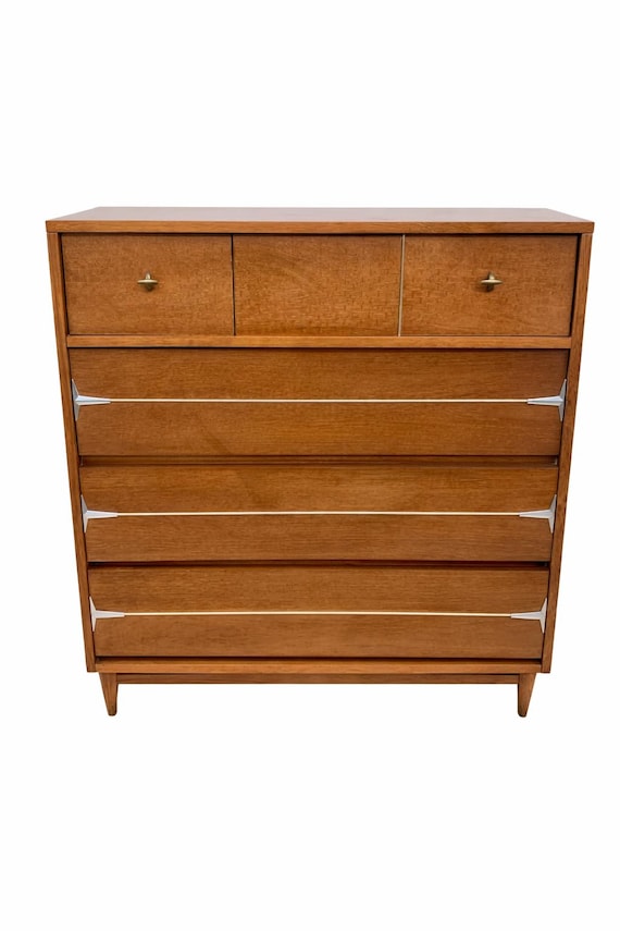 kroehler mid century modern dresser Kroehler Mid Century Modern Walnut Tallboy Dresser. Vintage MCM. Delivery  Priced Separately