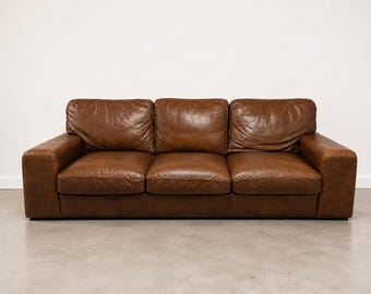 Natuzzi Brown Leather Sofa. Delivery Priced Separately.
