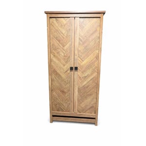 Modern Chevron-Patterned Wood Armoire / Cabinet. MCM Vibes. Delivery Priced Separately.