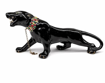 Vintage Mcm Black Panther Black Jaguar Stalking RARE Large Ceramic