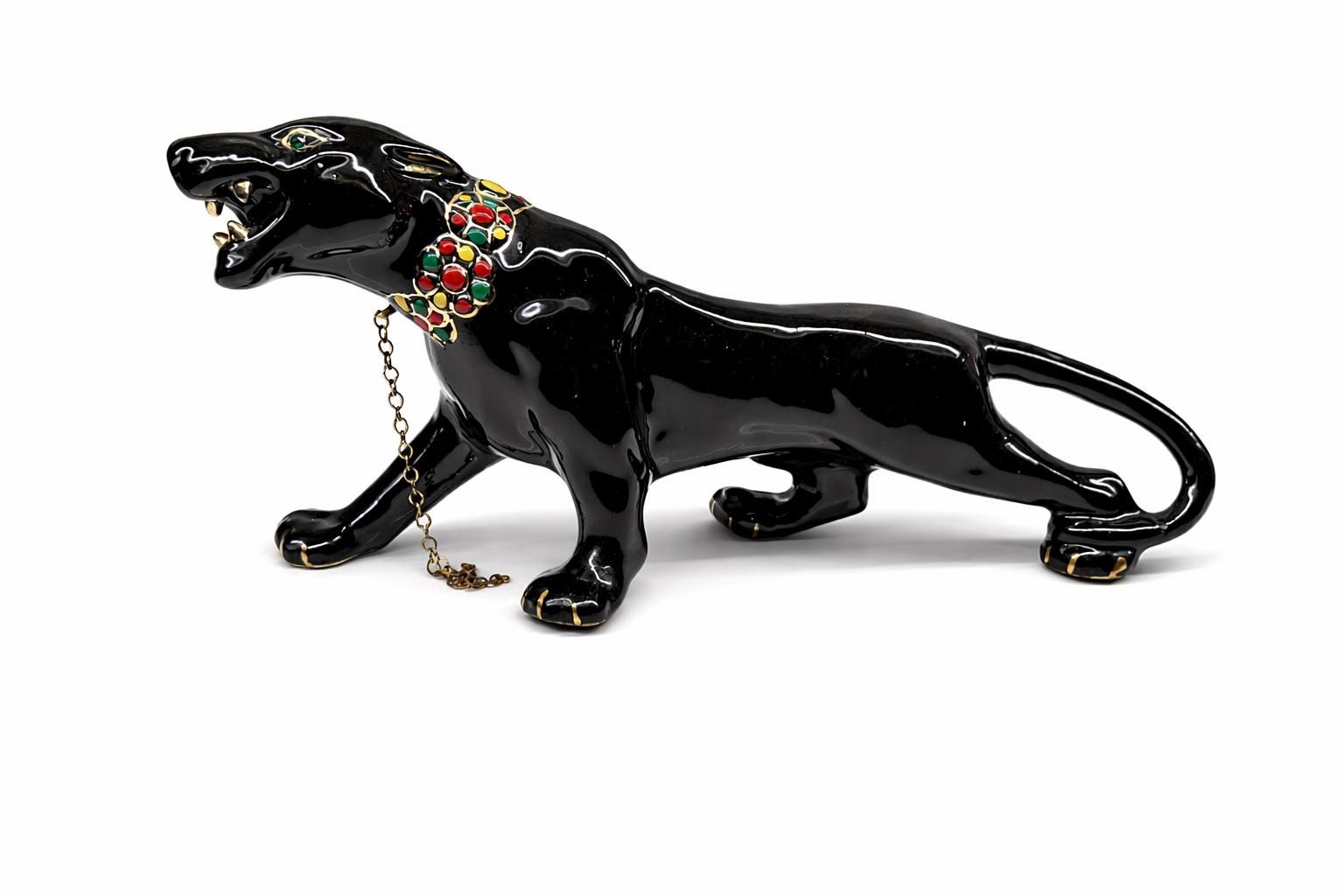 Vintage Black Ceramic Panther - Etsy