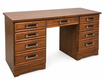 Vintage Mid Century Modern Walnut Executive Desk. MCM Vibes. Delivery Priced Separately.