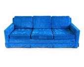Vintage Blue Velvet Sofa / Couch. Mid-Century Modern MCM. Delivery Priced Separately.