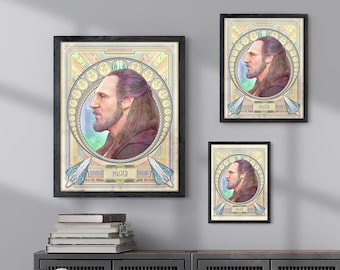 Qui-Gon Dschinn Portrait Poster - Jedi Meister - Liam Neeson - Star Wars Illustration Druck