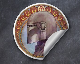 Din Djarin W Beskar Helmet The Mandalorian Star Wars 3" Vinyl Laptop or Water Bottle Weatherproof Stickers by Jacob Sparks- Individual Decal