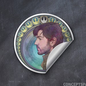 Cassian Jeron Andor Star Wars Rogue One Diego Luna 3&quot; Vinyl Laptop or Water Bottle Weatherproof Stickers by Jacob Sparks