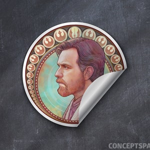 Obi Wan Kenobi Star Wars Ewan McGregor 3" vinyl laptop of bidon weerbestendige stickers van Jacob Sparks-individuele sticker
