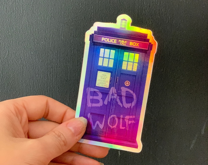 Holographic Doctor Who TARDIS Sticker - Bad Wolf Design - Etsy