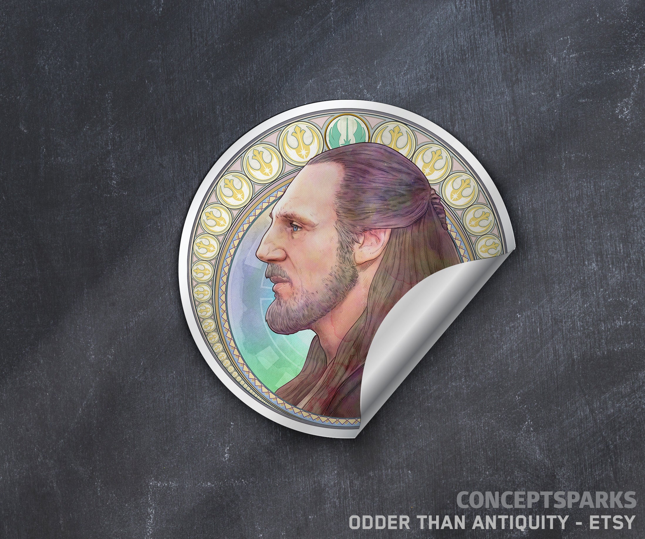 Qui-gon Jinn / Sticker / Vinyl / Waterproof / Decal / Fan Art -  Israel