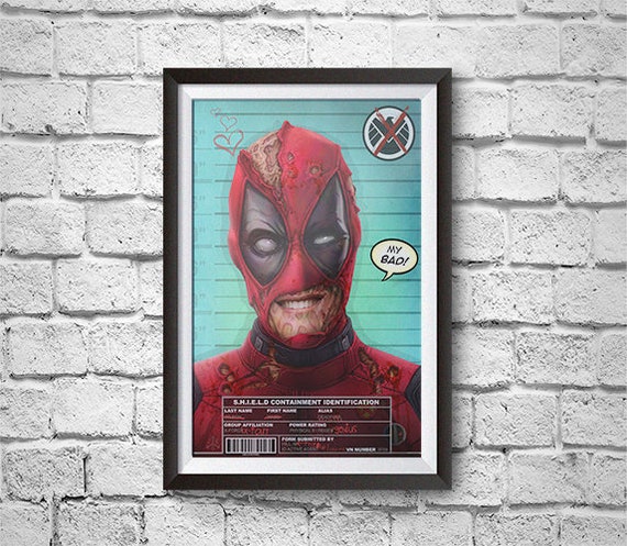 Deadpool Mugshot Poster – Marvel Comics Fan Art Print
