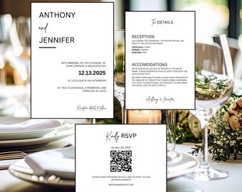 Elegant Wedding Invitation Template Suite (Instant Download)