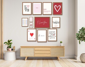 Valentine’s Day Wall Art Digital Download Set | 12 Valentine Prints | Printable Love Art | 8x10 & 5x7 | Instant Download
