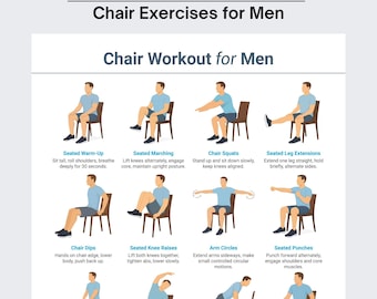 Chair Exercises for Men, Chair Workout for Men, Printable Exercise Chart, Workout Plan PDF, Chair Exercise Digital Download