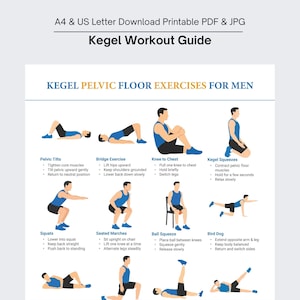 Bäckenbottenövningar för män, Kegelträningsguide, Kegelövningar för män, Utskrivbart fitnessgymschema, Mäns hälsa PDF-nedladdning
