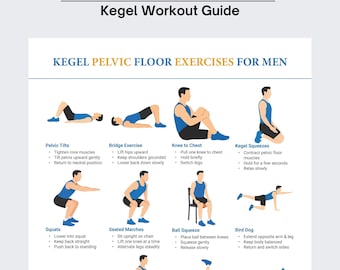 Pelvic Floor Exercises for Men, Kegel Workout Guide, Kegel Exercise for Men, Printable Fitness Gym Chart, Men’s Health PDF Download