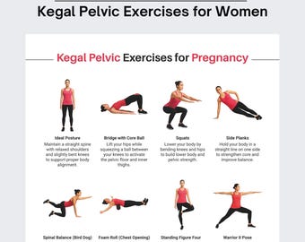 Kegel Pelvic Exercise for Women, Floor Exercise, Pelvic Floor Workout Chart, Women’s Home Workout Chart, Printable Exercises
