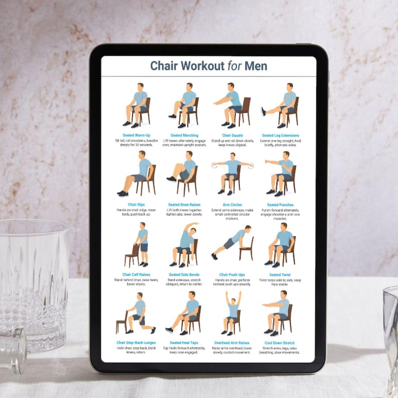 Chair Exercises for Men, Chair Workout for Men, Printable Exercise