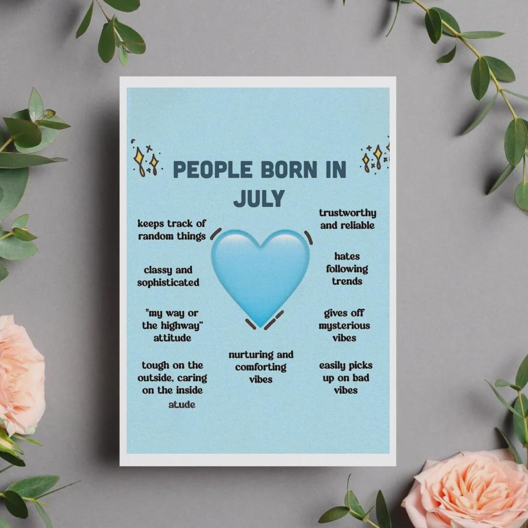 July Birthday Card Personality Traits People Born in July Card Funny ...