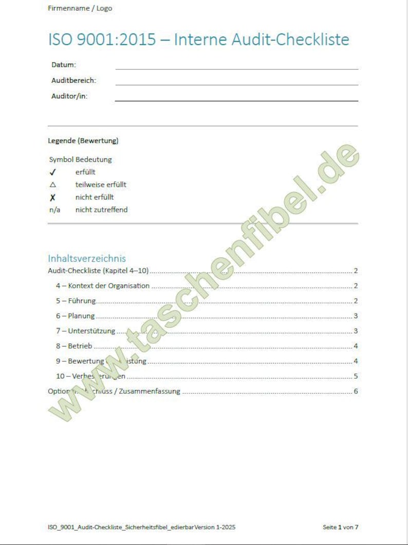 ISO 9001 Audit Checklist | Internal Audit Templates | PDF & Word ...
