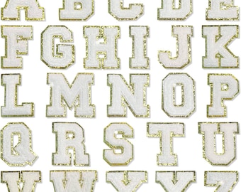 White Self Adhesive Chenille Letters Patches