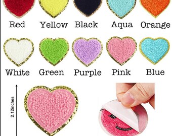 Parches autoadhesivos de chenilla en forma de corazón