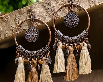 Pendientes colgantes con borlas Angie Boho