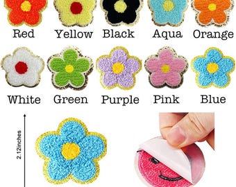 Parches autoadhesivos de flores de chenilla