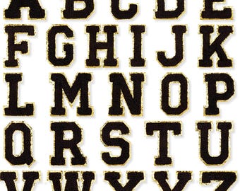 Parches de letras de chenilla autoadhesivas negras