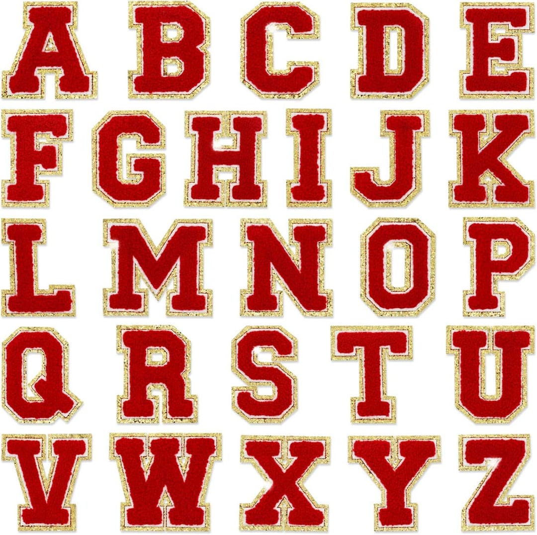 Shish Red Lettering Red Self Adhesive Chenille Letters Patches - Etsy