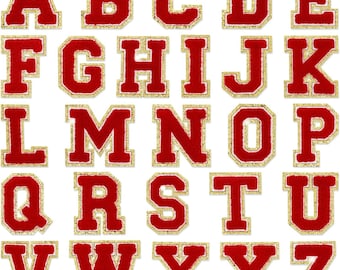 Parches autoadhesivos de letras de chenilla rojas