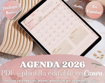 2026 Digital Planner in Spanish | Canva Editable Template (PDF)