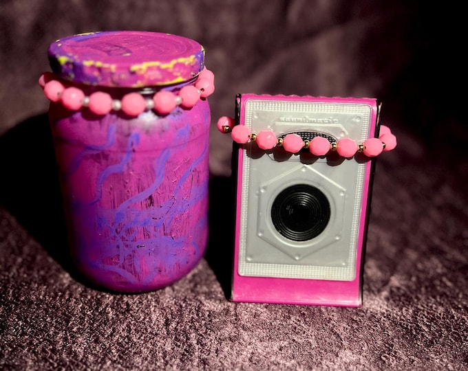 Pink Beaded Stretch Bracelet, Little Girl's Gift