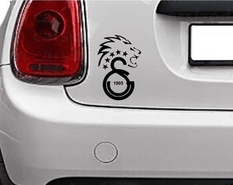 Autocollant voiture Galatasaray Aslan 5 étoiles noir 13 x 8,5 cm CIMBOM Türkiye