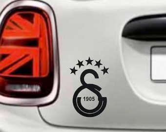 Autocollant de voiture Galatasaray LOGO 5 étoiles noir 14 x 8 cm CIMBOM Türkiye