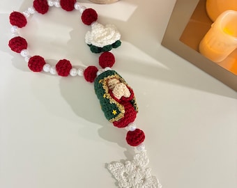 Hand-Crocheted Rosary Mini - Car Charm, Bedroom, Door Decor | Handmade Amigurumi Virgin Mary Rosary | Our Lady of Guadalupe
