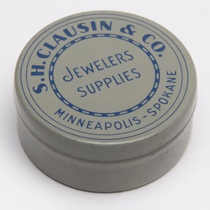 Vintage tin S.H. Clausin & Co jewelers Supplies Tin small round Tin Advertising lithographed tin