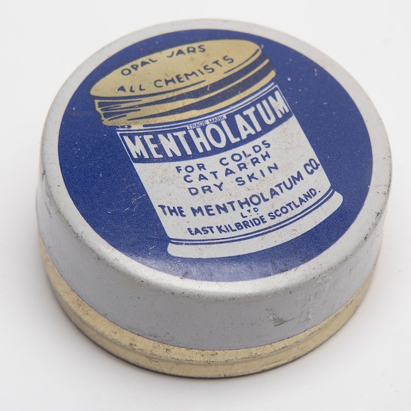 Retro round tin Mentholatum for cold and dry skin Tin small round medical Tin Advertising lithographed tin