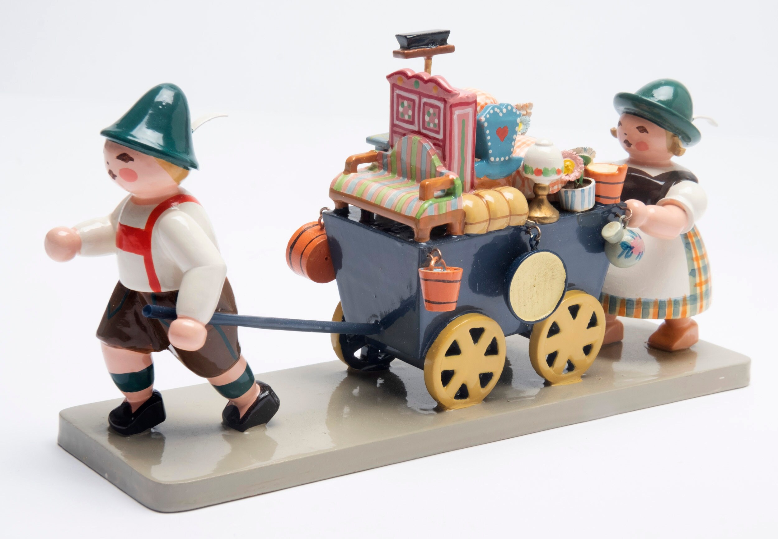 Vintage Wendt & Kühn Moving Day Figurine: Hand-painted German Folk