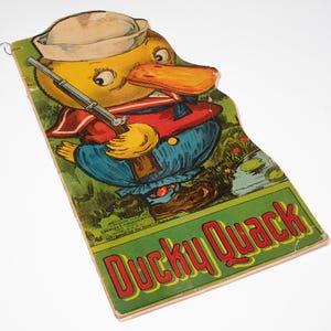 Ducky Quack Animal Shape Book, cut out series book, 1918, Vintage children&#39;s book Charles E. Graham