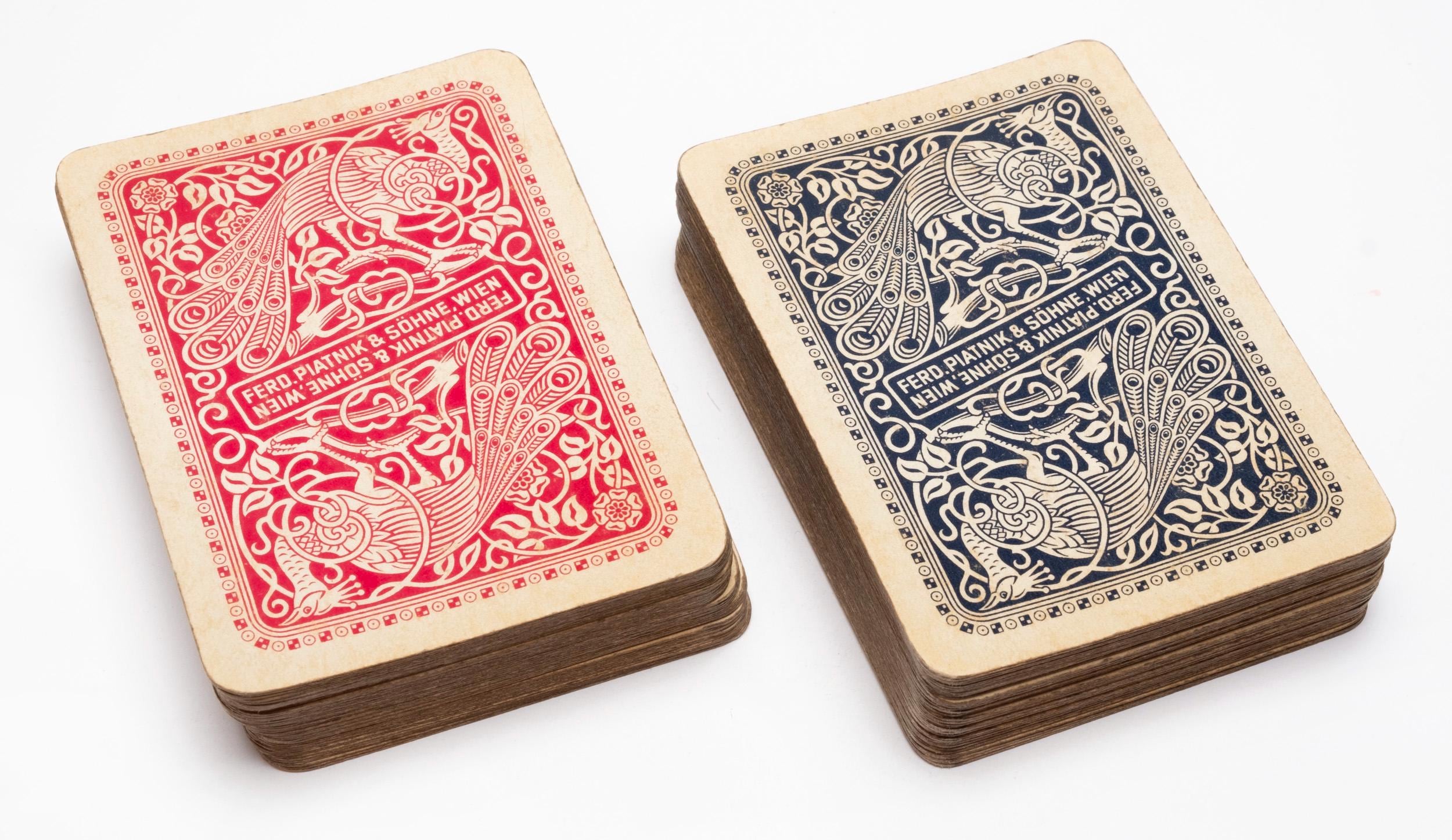 Antique Piatnik Playing Cards Double Deck, Peacock Design, Vienna
