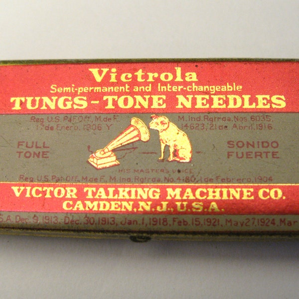 Vintage VICTROLA Tin 4-Tone 78 RPM needles and 14-300 Loud Tone Needles Photograph needles & Tin1920's