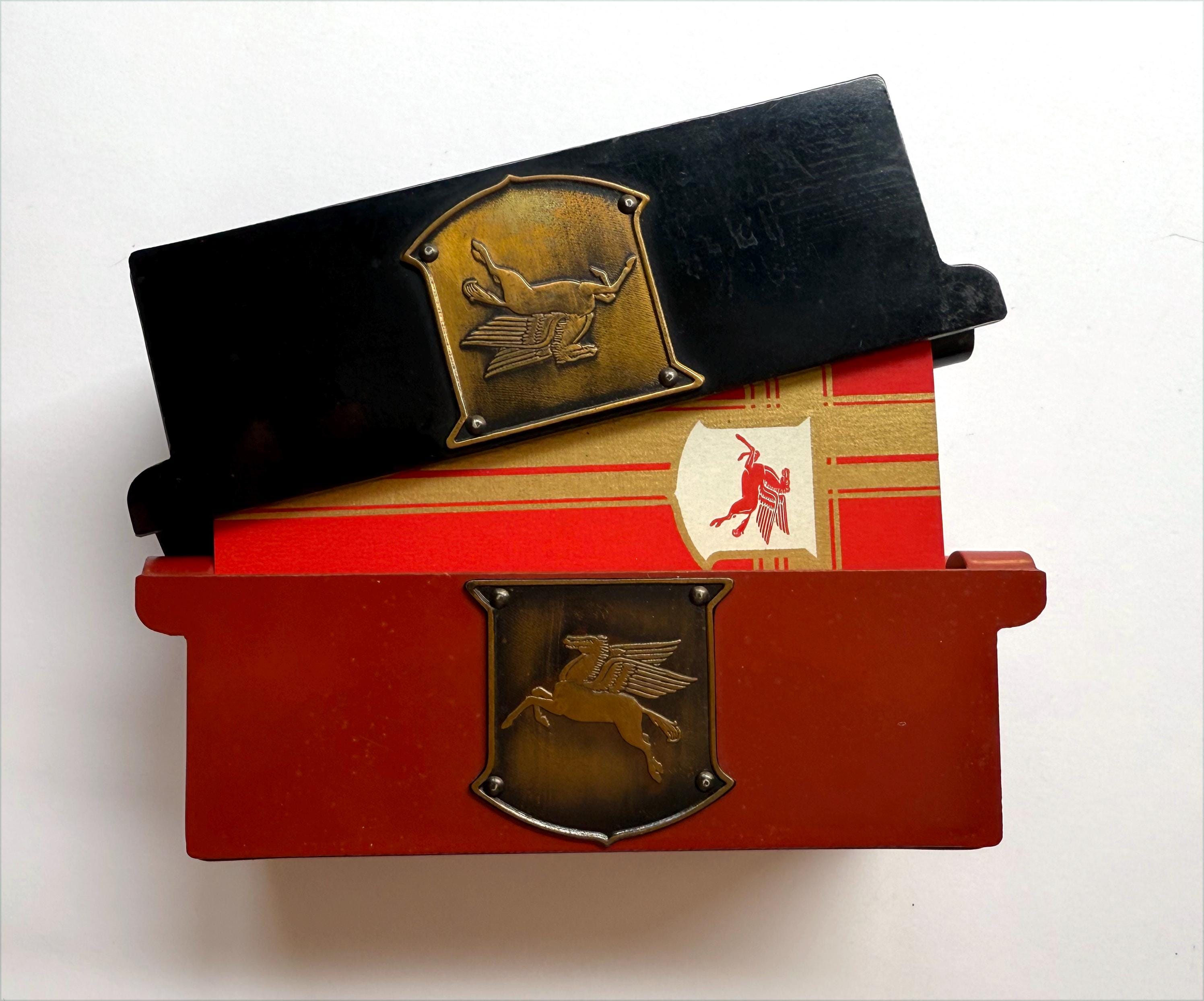 Vintage Mobil Gas Pegasus Playing Cards: 1930s Bakelite Case
